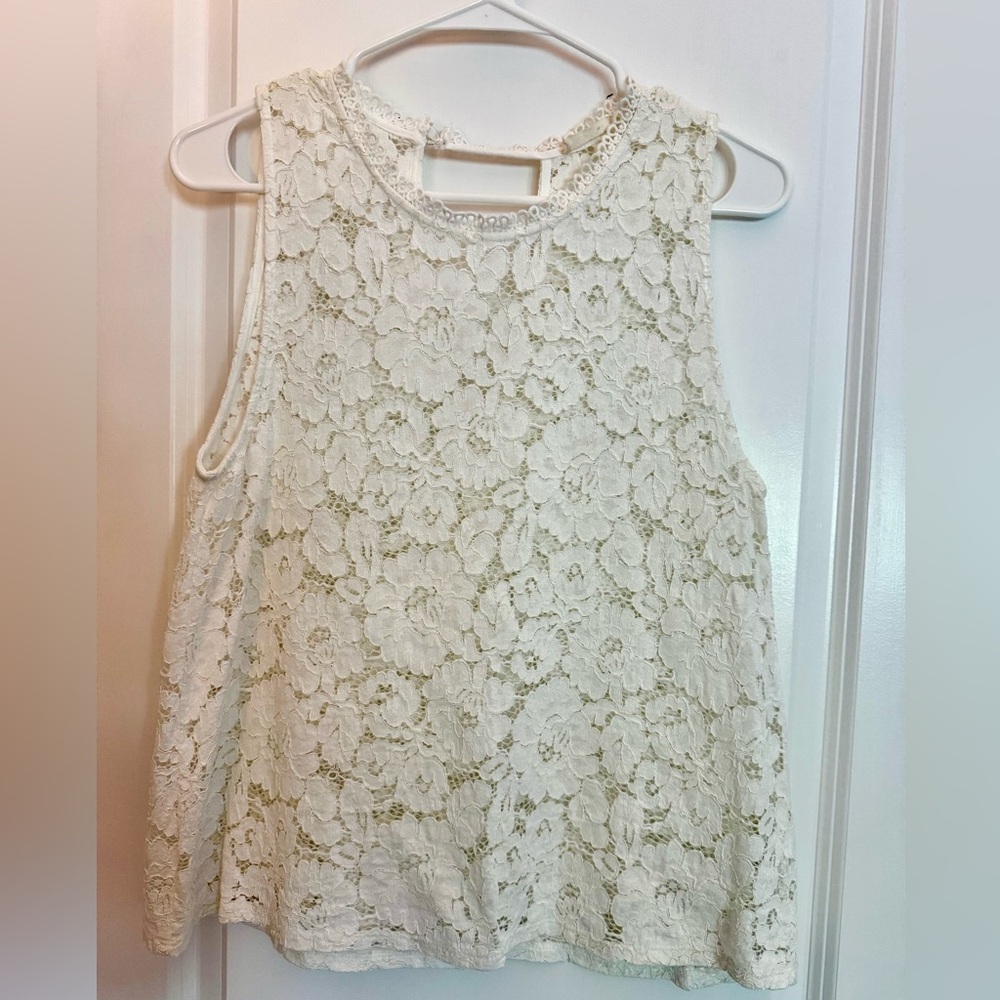 Elodie Lace Tank Top - White